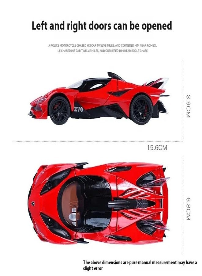PEZYOX Scale Exclusive Alloy Metal Pull Back Die-cast Car Model with Sound Light Mini Auto Toy for Kids Metal Model Toy Car with Sound and Light (1.32 Scale APO LLO EVO -RED) - Image 2